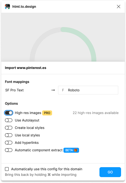 Screenshot of how to import high-res images into Figma.