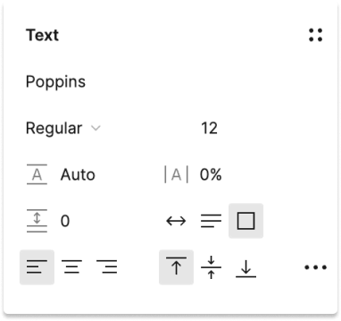 Figma text properties section