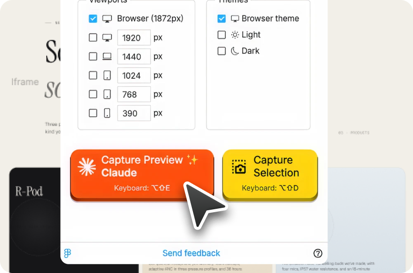 Screenshot of how to capture a webpage with the html.to.design browser extension.