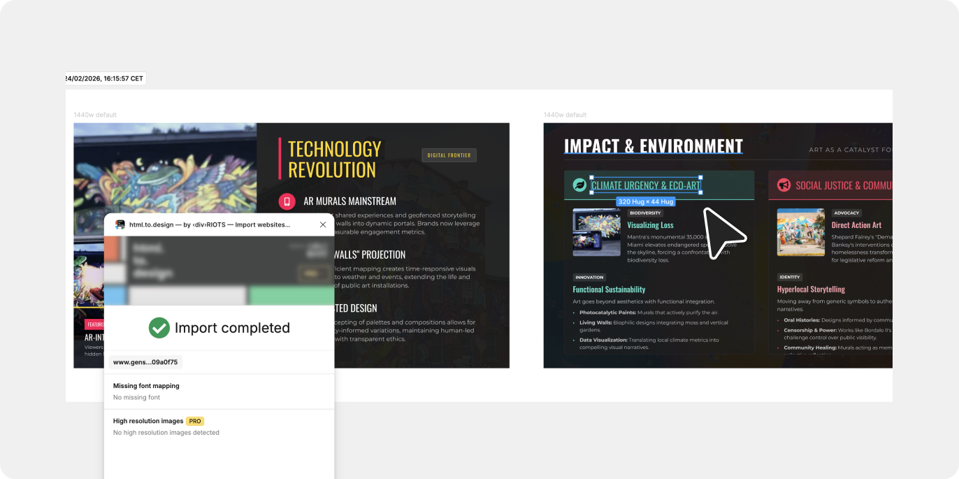 Screenshot of editing Genspark slides in Figma.