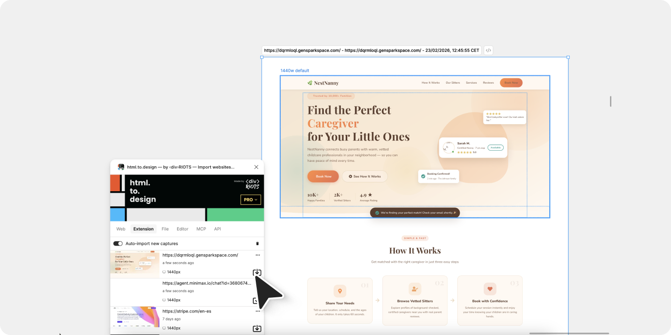 Screenshot of editing Genspark designs in Figma.