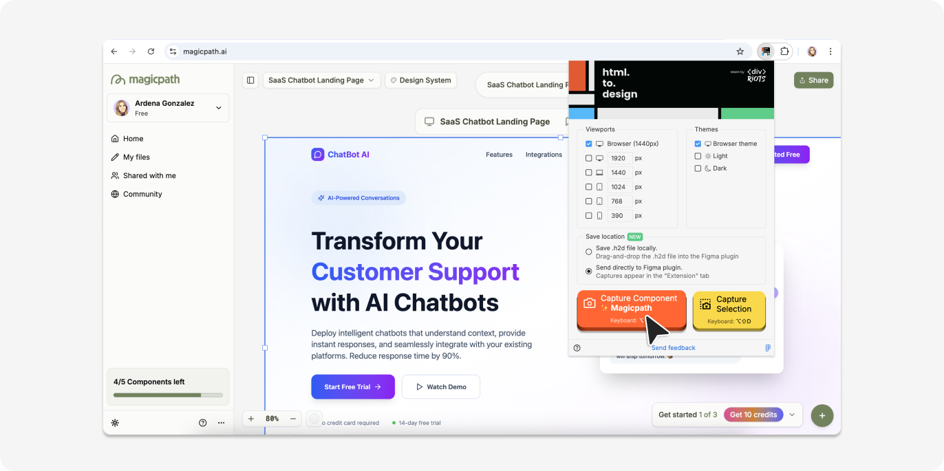 Capture your MagicPath designs with the html.to.design Chrome extension.