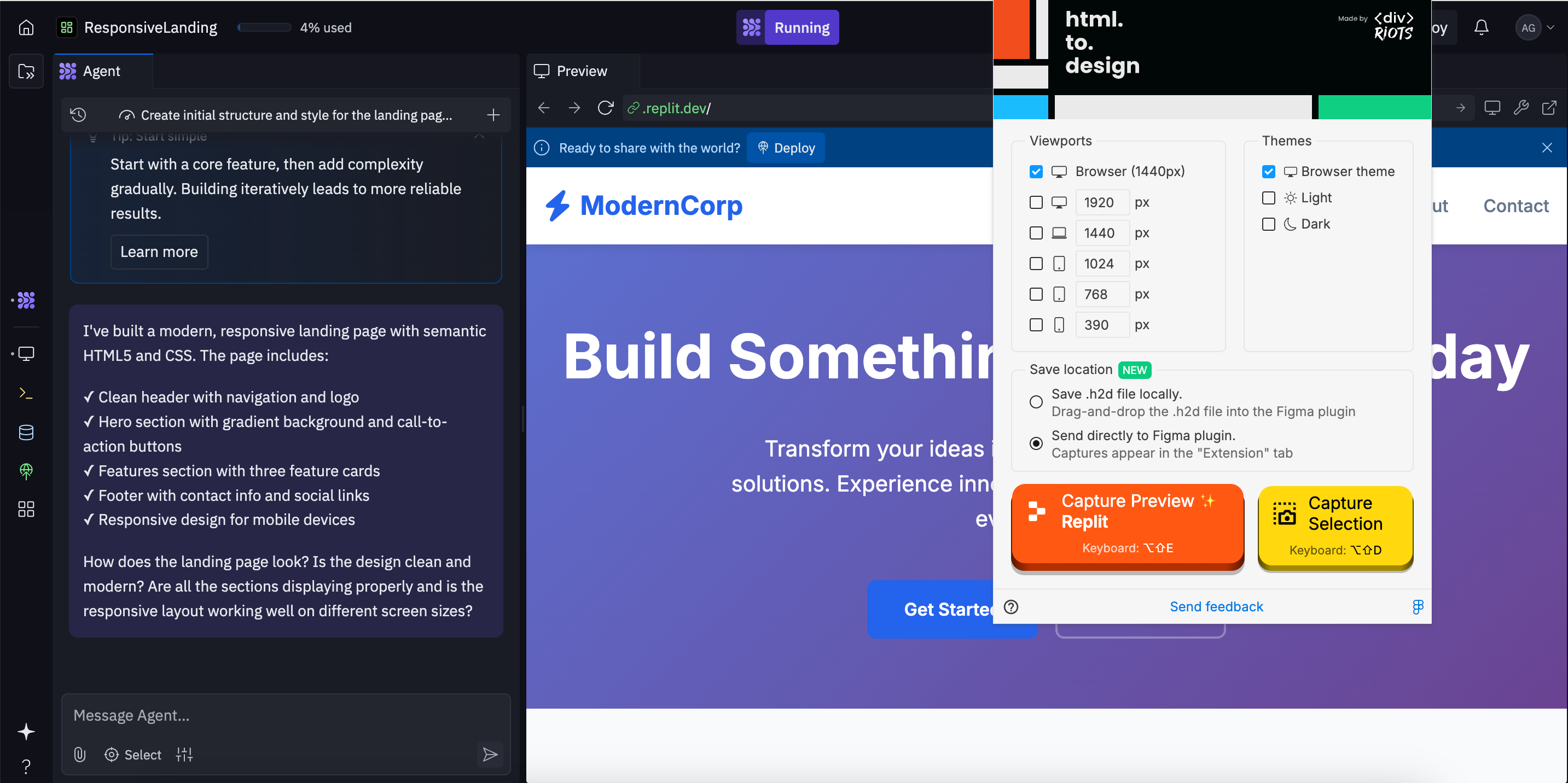 html.to.design Chrome extension page.