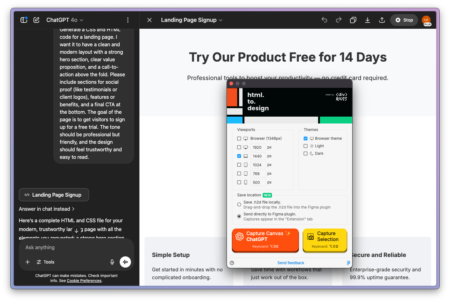 html.to.design Chrome extension page.