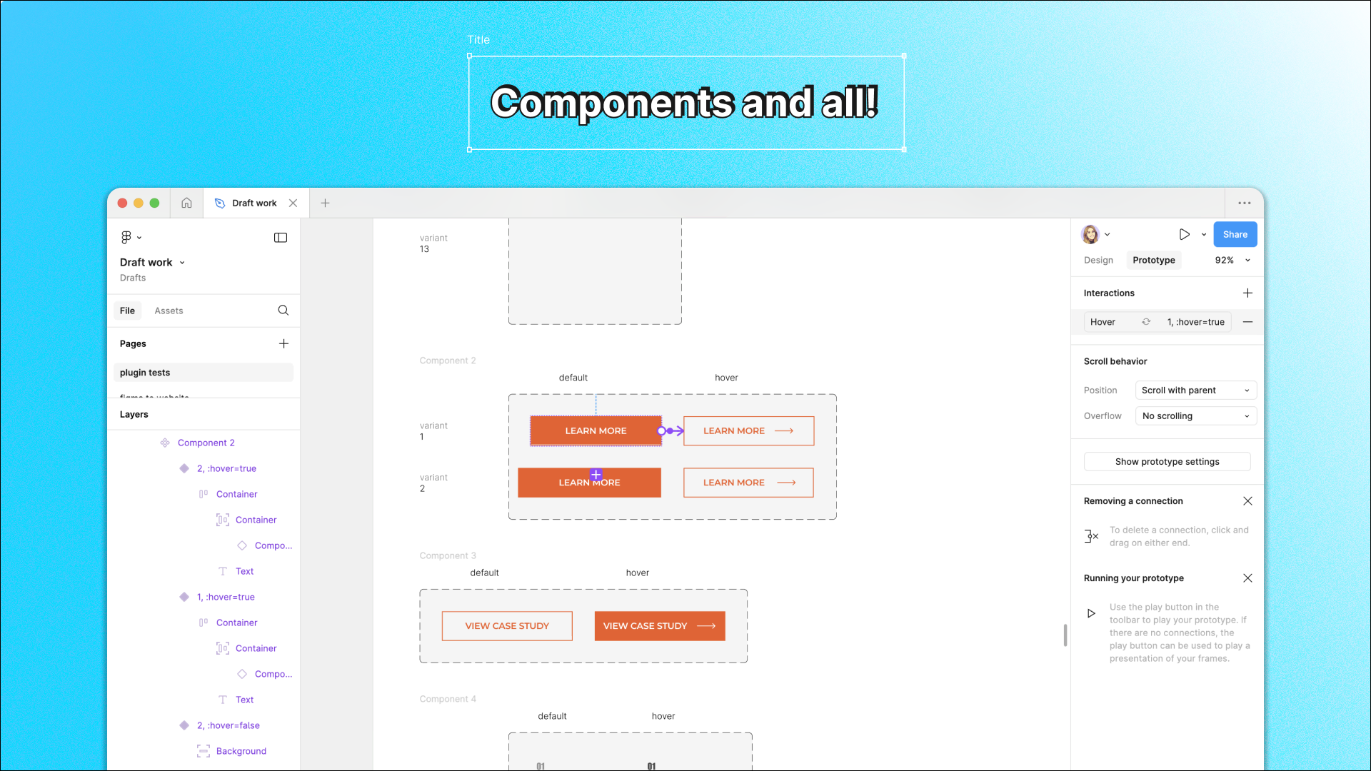 Screenshot of components imported from web to Figma.