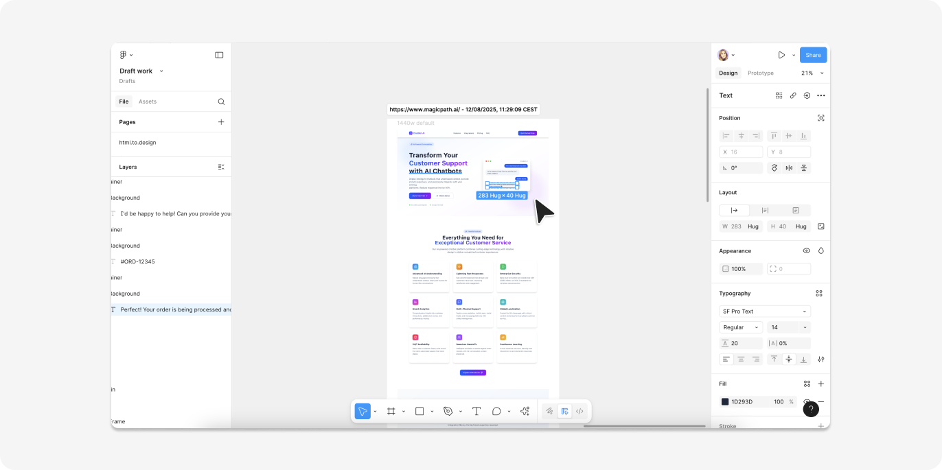 Edit your MagicPath AI-generated designs right in Figma.