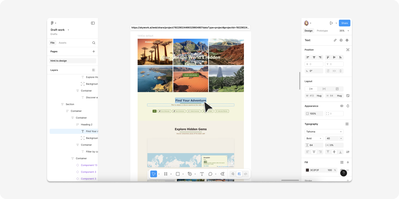 Editing our Skywork AI-generated designs directly in Figma.
