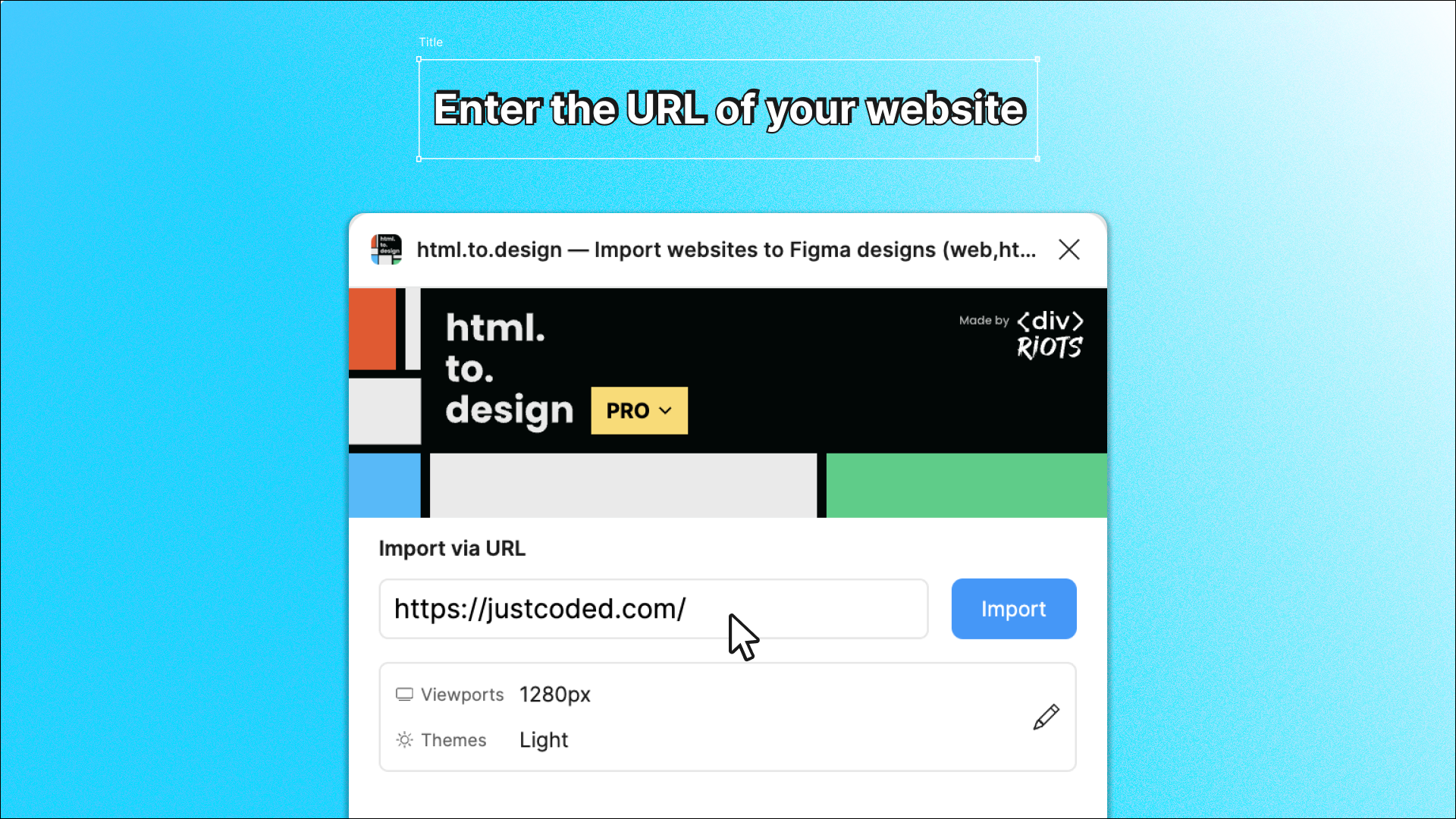 Screenshot of html.to.design main screen.