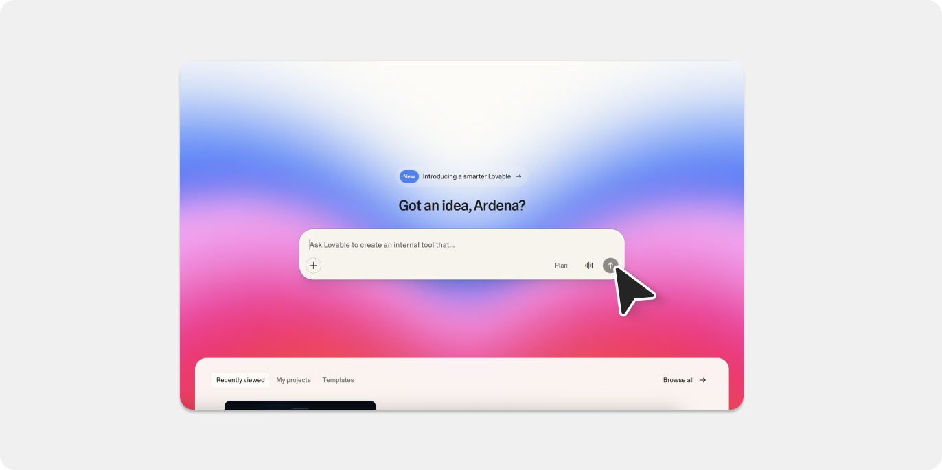 Screenshot of Lovable chat interface.