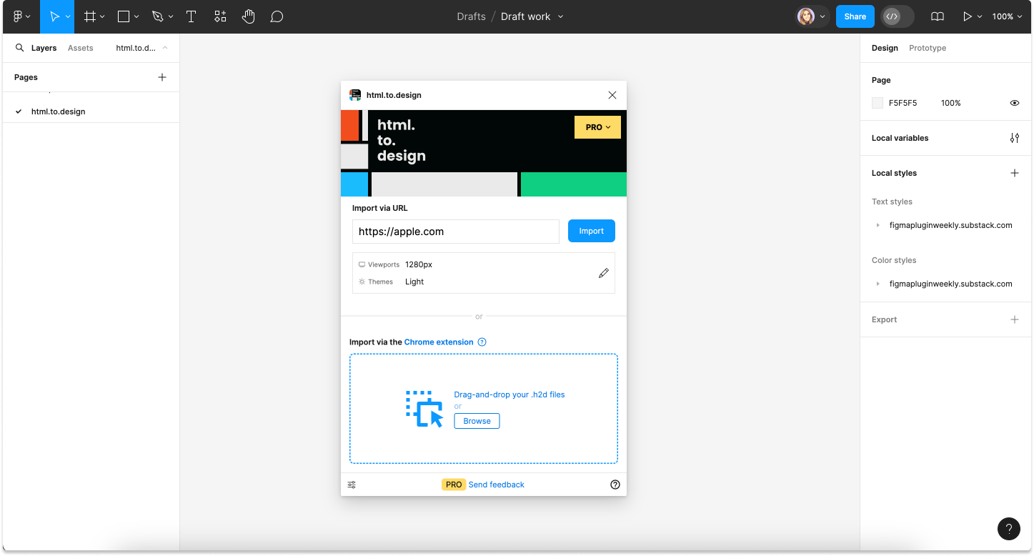 Import a webpage into Figma.