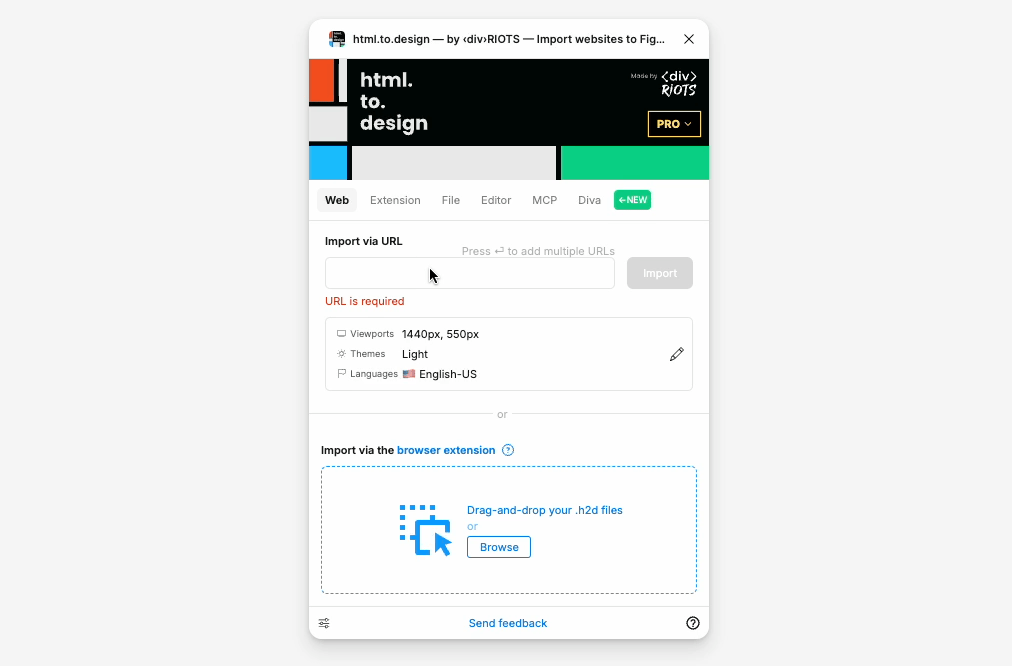 html.to.design plugin importing multiple URLs