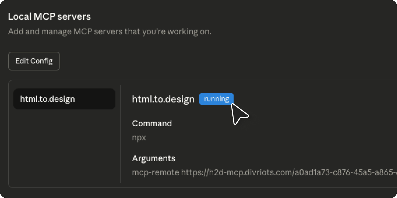 Screenshot of MCP set up in Claude.