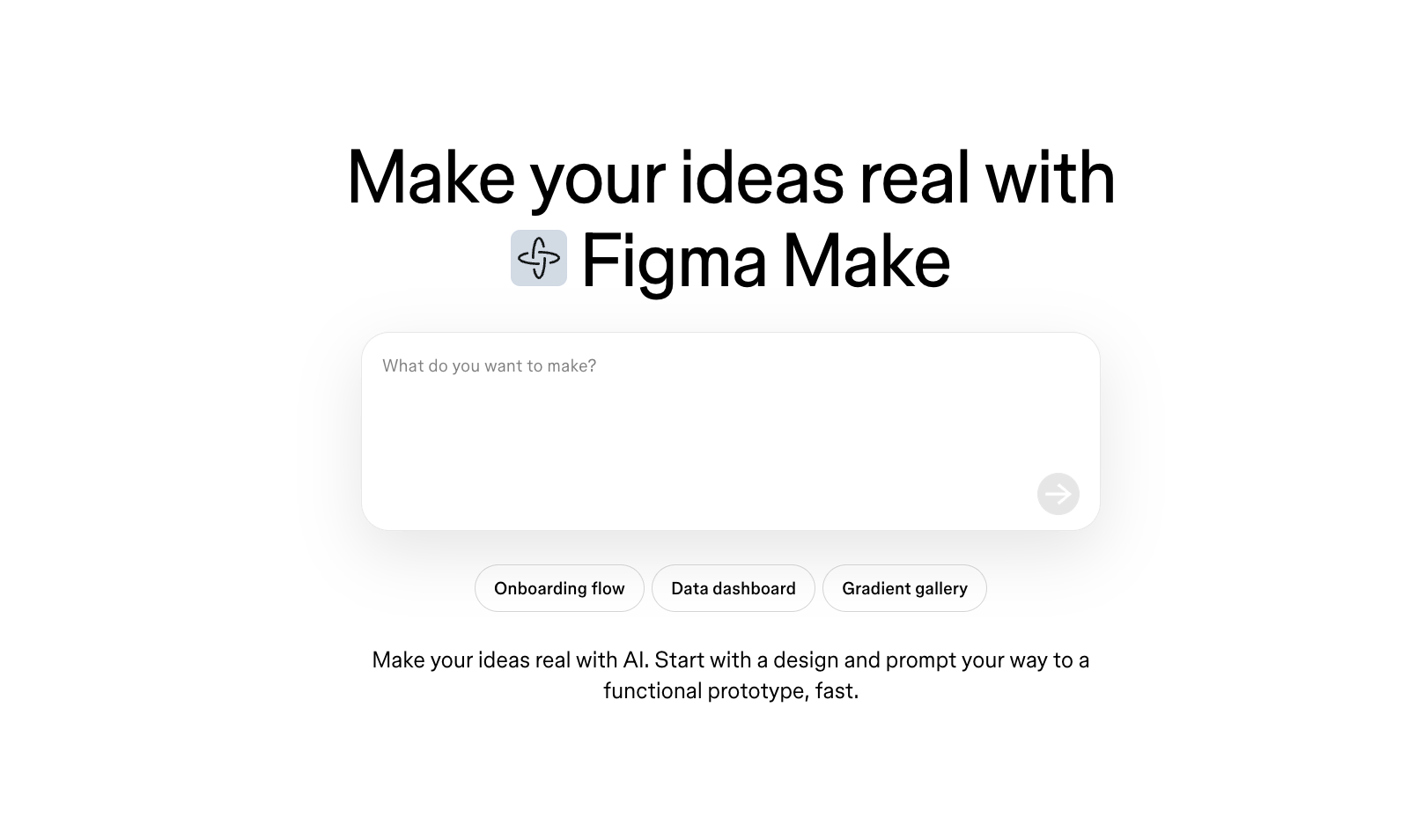 Screenshot of Figma Make welcome screen.