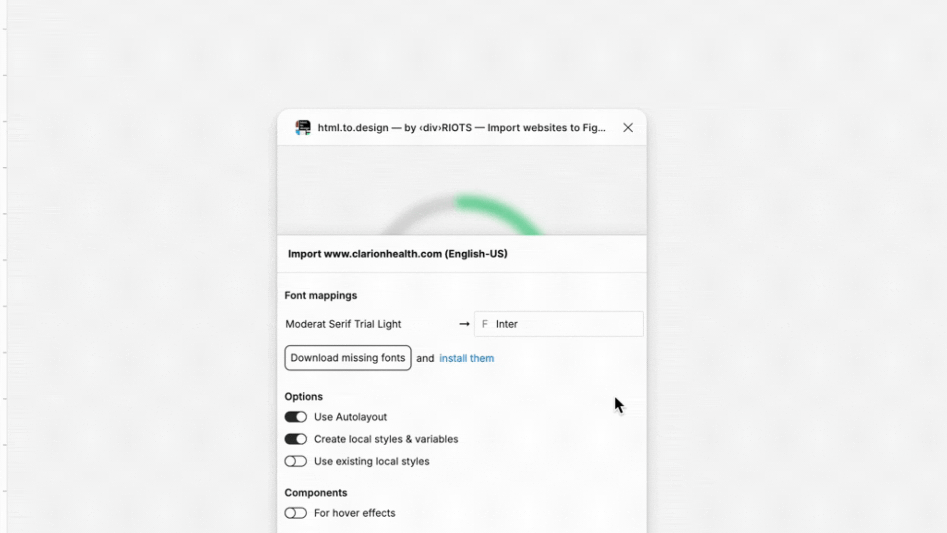 Video of the font mapping dialog in html.to.design plugin