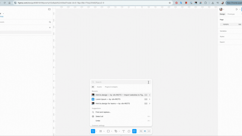 Video of launching html.to.design Figma plugin and importing the URL