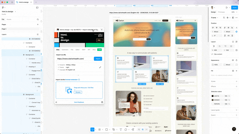 Video of someone editing the design of the website in Figma
