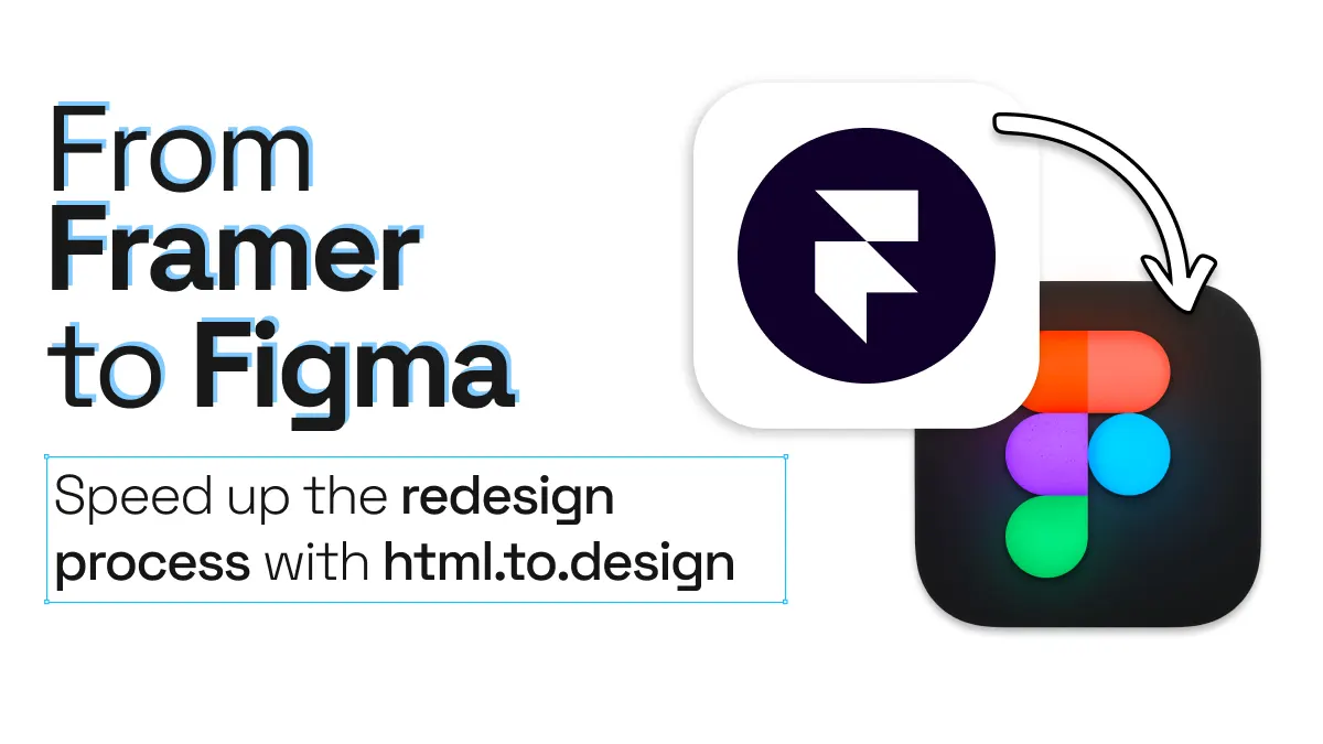 A Framer logo with an arrow pointing into a Figma logo.