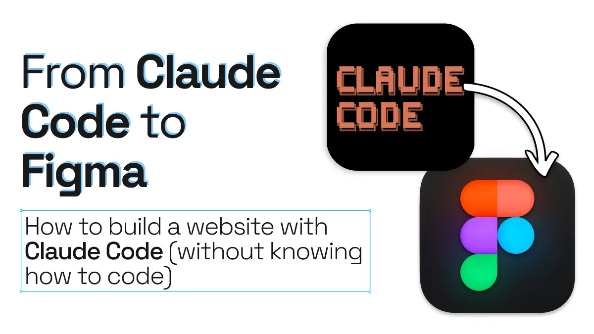 A Claude Code logo with an arrow pointing into a Figma logo.