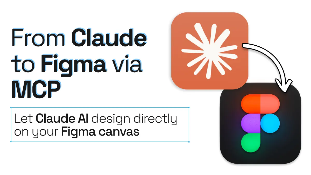 A Claude AI logo with an arrow pointing into a Figma logo.