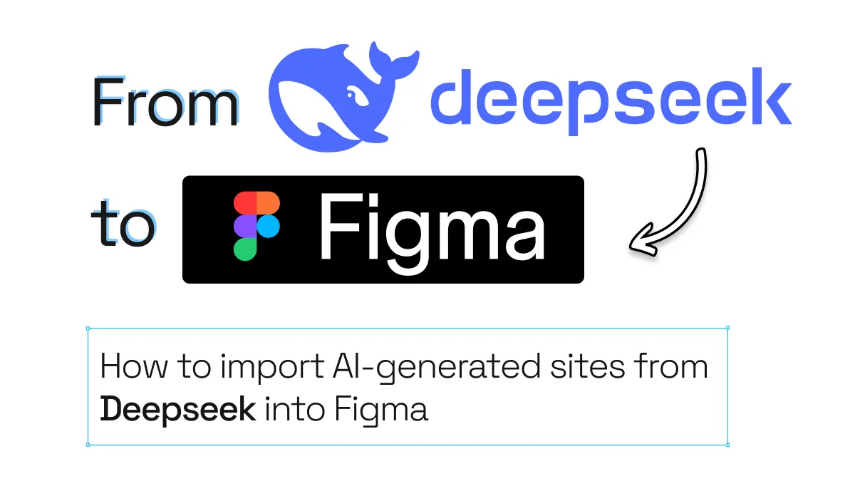 A Deepseek logo with an arrow pointing into a Figma logo.