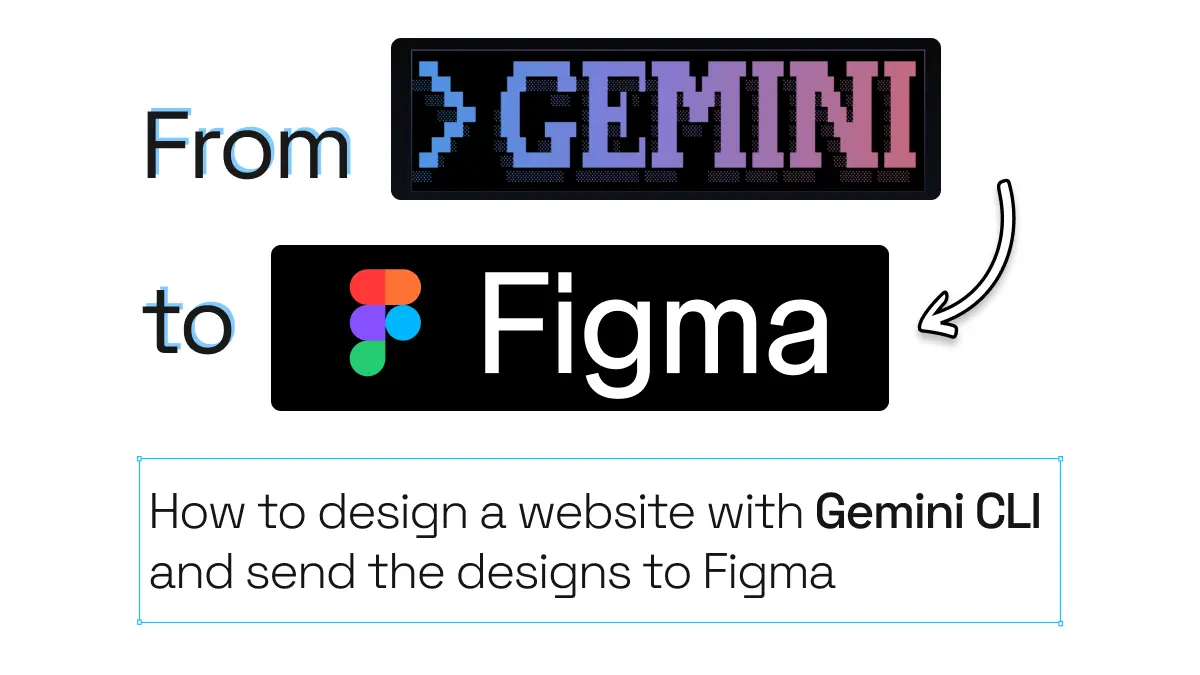 A Gemini CLI logo with an arrow pointing into a Figma logo.