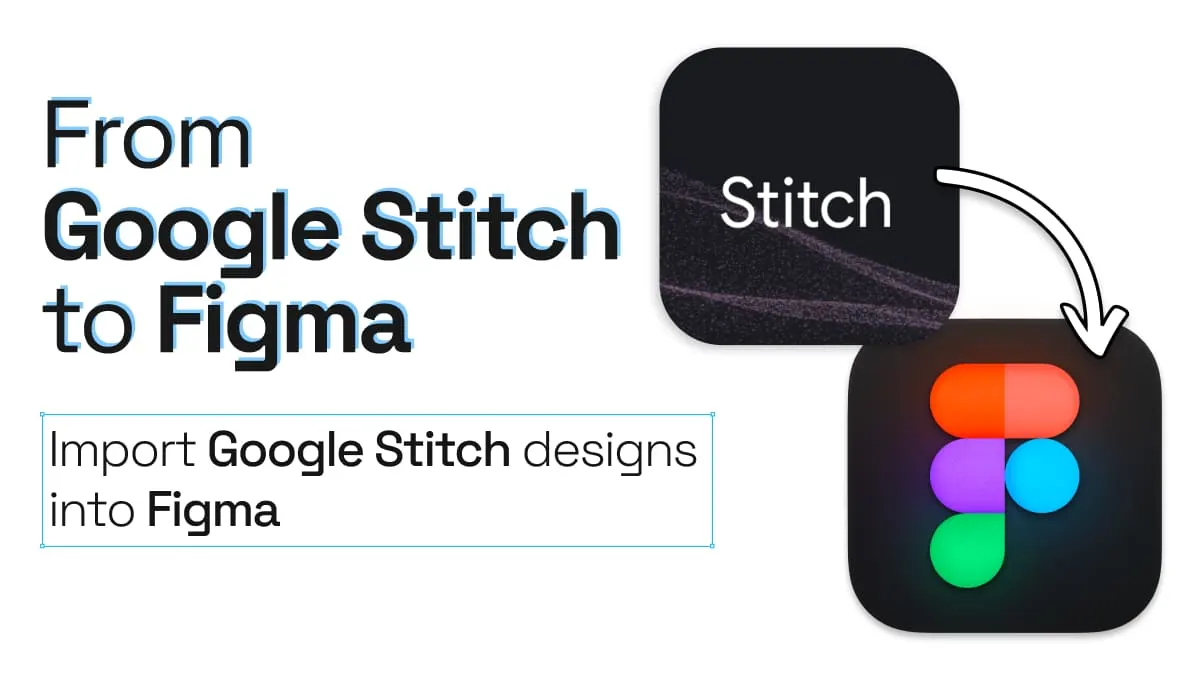 A Stitch logo with an arrow pointing into a Figma logo.