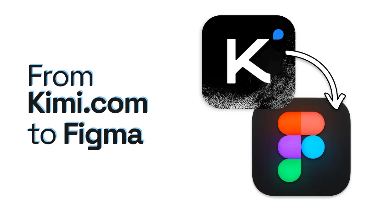 Kimi.com logo with an arrow pointing into Figma logo and title From Kimi to Figma.