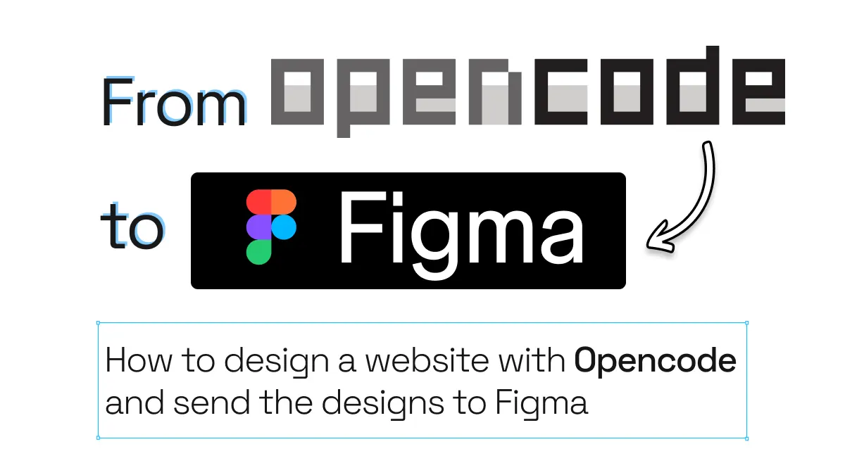 An Opencode logo with an arrow pointing into a Figma logo.