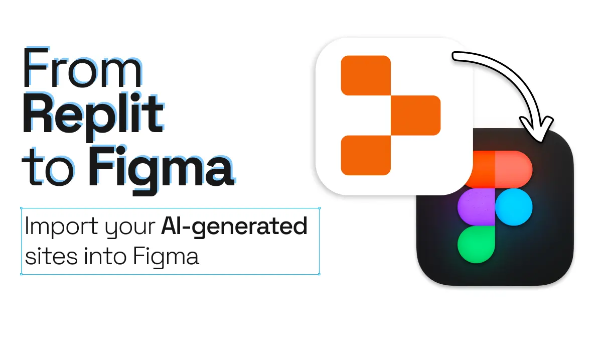 A Replit AI logo with an arrow pointing into a Figma logo.