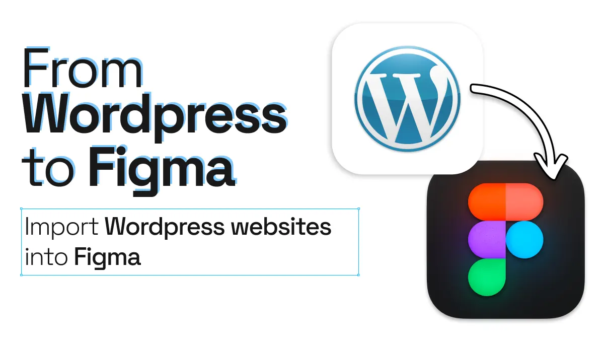 A WordPress logo with an arrow pointing into a Figma logo.