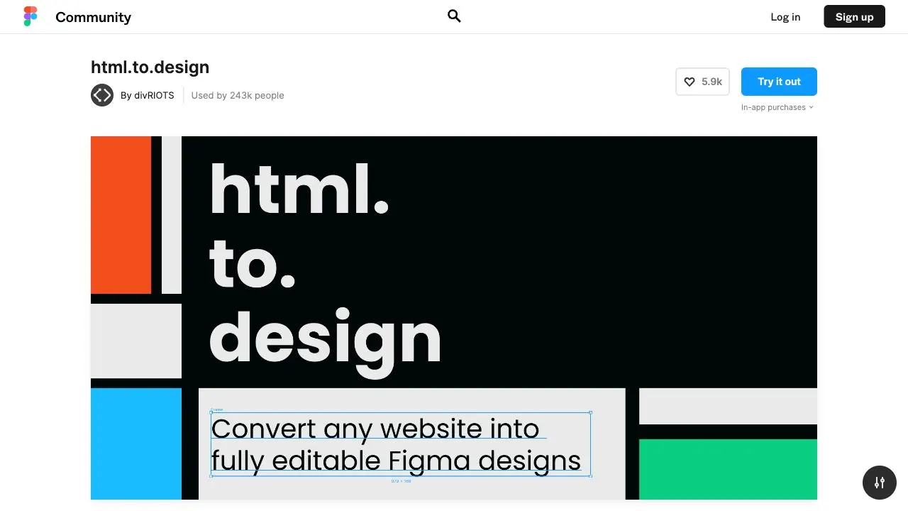 screenshot ofhtml.to.designplugin page in Figma