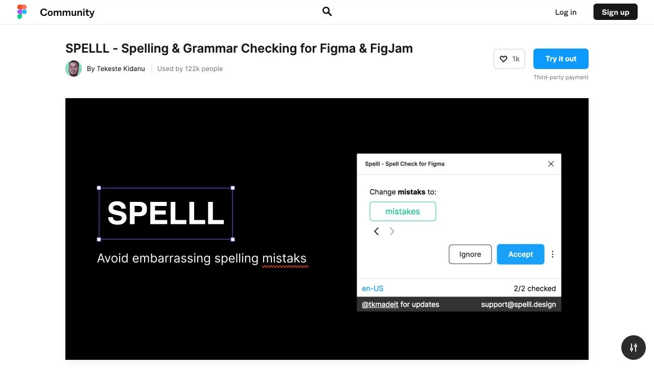 screenshot ofSPELLLplugin page in Figma